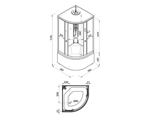 Душевая кабина Triton Ультра 90x90 Щ0000065753 без гидромассажа