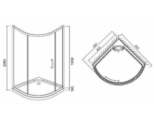 Душевой уголок AM.PM Bliss L 90x90 W53G-315-090MG64 профиль Хром матовый стекло тонированное