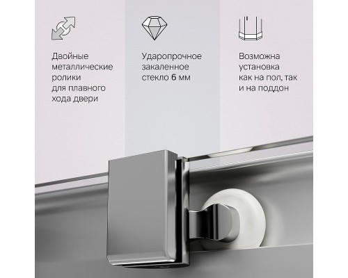 Душевой уголок AM.PM Func 90x90 W84G-403-9090-МТ профиль Хром матовый стекло прозрачное