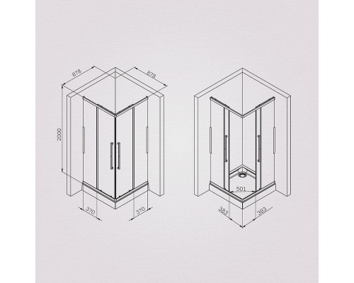 Душевой уголок AM.PM Func 90x90 W84G-403-9090-МТ профиль Хром матовый стекло прозрачное