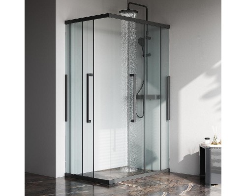 Душевой уголок AM.PM Func 120x80 W84G-403-12080-BT профиль Черный матовый стекло прозрачное