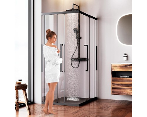 Душевой уголок AM.PM Func 120x90 W84G-403-12090-BT профиль Черный матовый стекло прозрачное