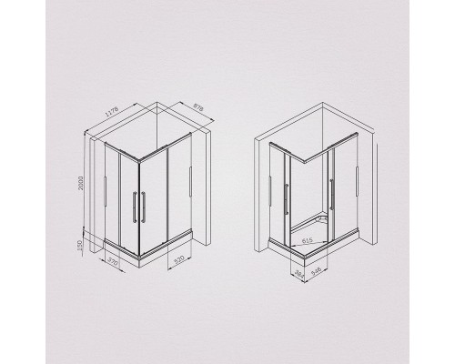 Душевой уголок AM.PM Func 120x90 W84G-403-12090-BT профиль Черный матовый стекло прозрачное