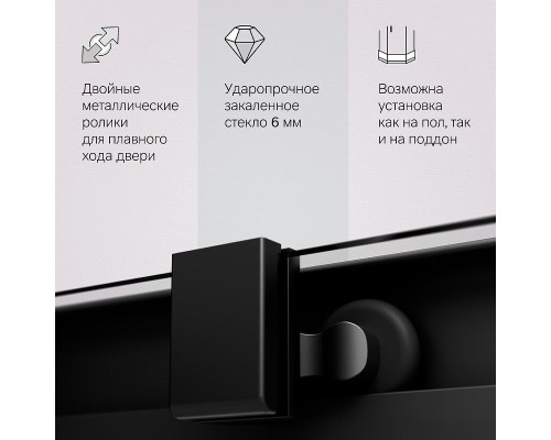 Душевой уголок AM.PM Func 90x90 W84G-403-9090-BT профиль Черный матовый стекло прозрачное