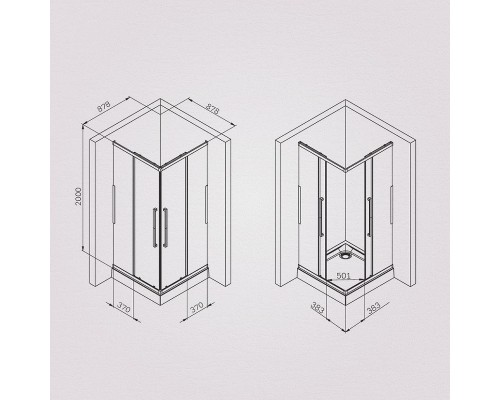 Душевой уголок AM.PM Func 90x90 W84G-403-9090-BT профиль Черный матовый стекло прозрачное