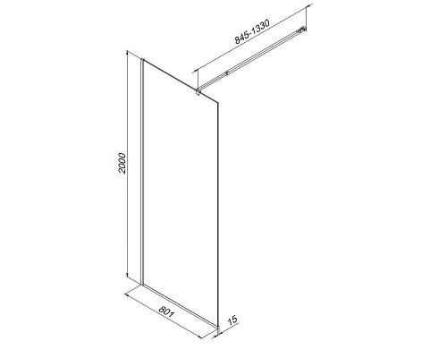 Душевая перегородка AM.PM Func 80 W84WI-80-F1-MTE профиль Хром матовый стекло прозрачное