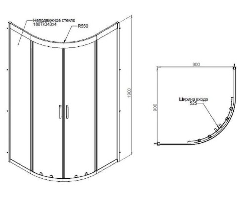 Душевой уголок AM.PM Gem 90х90 W90G-401-090WT профиль Хром матовый стекло прозрачное