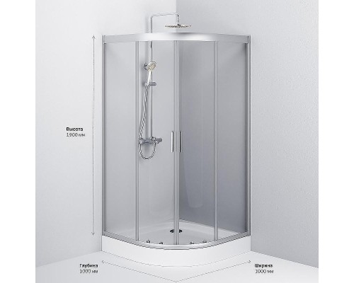 Душевой уголок AM.PM Gem 100х100 W90G-401-100WT профиль Хром матовый стекло прозрачное