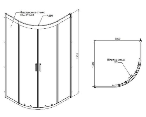 Душевой уголок AM.PM Gem 100х100 W90G-401-100WT профиль Хром матовый стекло прозрачное
