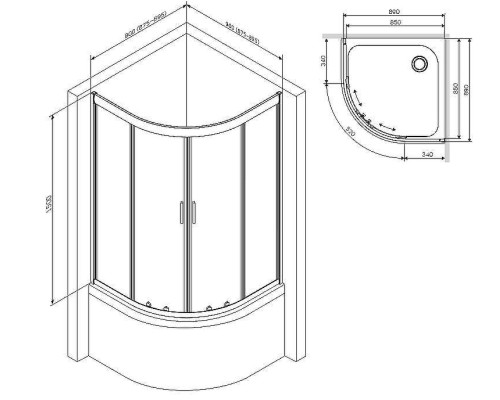 Душевой уголок AM.PM Gem 90х90 W90G-401A090WT профиль Хром матовый стекло прозрачное