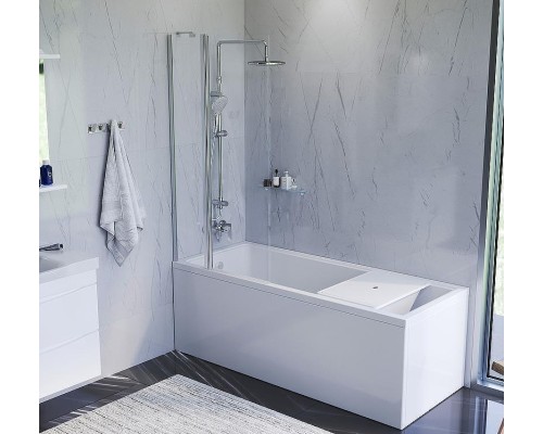 Шторка на ванну AM.PM Gem 80 W90BS-D3W5-140CT профиль Хром матовый стекло прозрачное