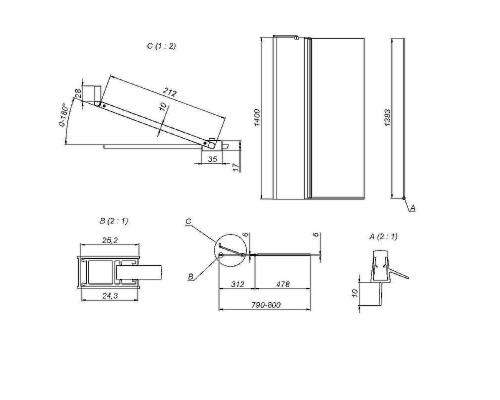 Шторка на ванну AM.PM Gem 80 W90BS-D3W5-140CT профиль Хром матовый стекло прозрачное
