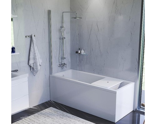 Шторка на ванну AM.PM Gem 80 W90BS-D080-140CT профиль Хром матовый стекло прозрачное