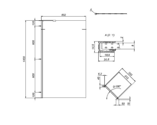 Шторка на ванну AM.PM Gem 80 W90BS-080-140CT профиль Хром матовый стекло прозрачное