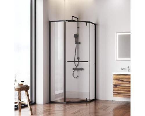 Душевой уголок AM.PM Gem 90x90 W90G-405-9090-BT профиль Черный матовый стекло прозрачное