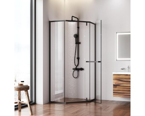 Душевой уголок AM.PM Gem 90x90 W90G-405-9090-BT профиль Черный матовый стекло прозрачное