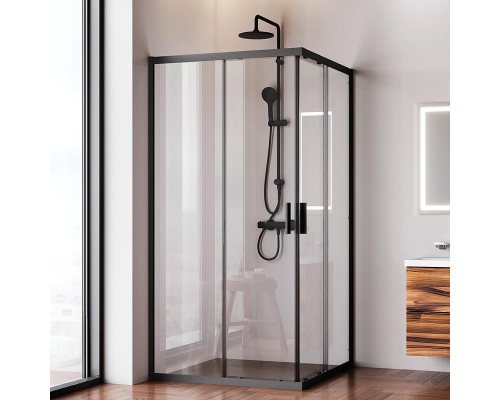 Душевой уголок AM.PM Gem 100х100 W90G-403-100100-BT профиль Черный матовый стекло прозрачное