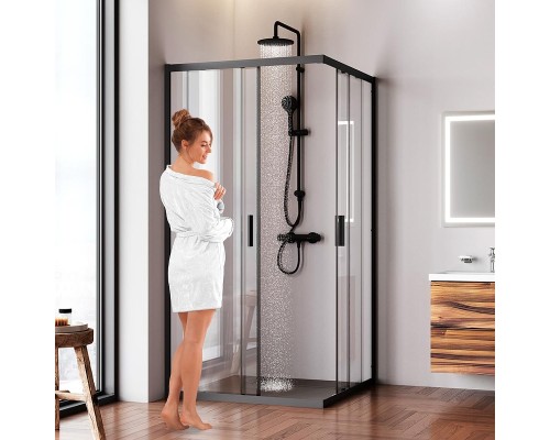 Душевой уголок AM.PM Gem 100х100 W90G-403-100100-BT профиль Черный матовый стекло прозрачное