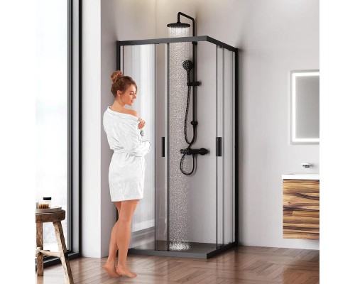 Душевой уголок AM.PM Gem 90х90 W90G-403-9090BT профиль Черный матовый стекло прозрачное