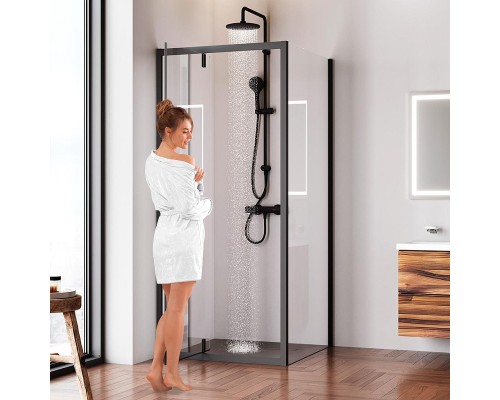 Душевой уголок AM.PM Gem 90х90 W90G-404-9090-BT профиль Черный матовый стекло прозрачное