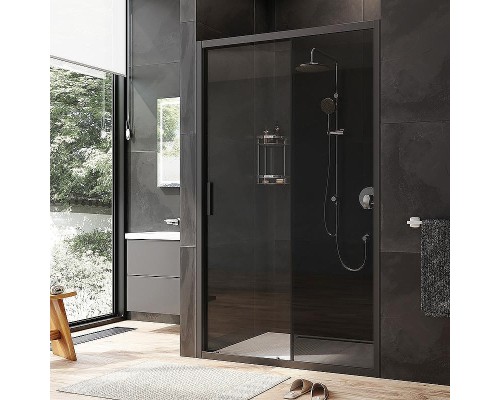 Душевая дверь AM.PM Gem 120 W90G-120-1-195BG профиль Черный матовый стекло тонированное-прозрачное