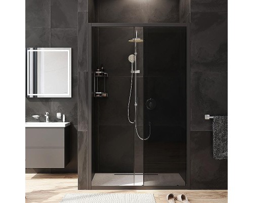 Душевая дверь AM.PM Gem 120 W90G-120-1-195BG профиль Черный матовый стекло тонированное-прозрачное