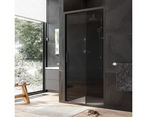 Душевая дверь AM.PM Gem 100 W90G-100-1-195BG профиль Черный матовый стекло тонированное-прозрачное