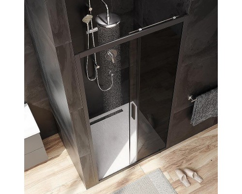 Душевая дверь AM.PM Gem 100 W90G-100-1-195BG профиль Черный матовый стекло тонированное-прозрачное