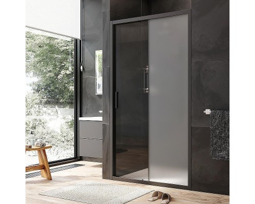 Душевая дверь AM.PM Gem 110 W90G-110-1-195BM профиль Черный матовый стекло матовое-прозрачное