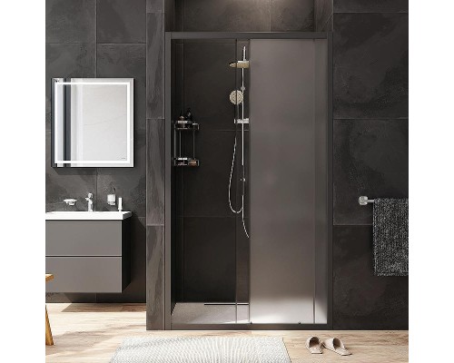 Душевая дверь AM.PM Gem 110 W90G-110-1-195BM профиль Черный матовый стекло матовое-прозрачное