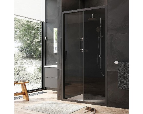 Душевая дверь AM.PM Gem 110 W90G-110-1-195BG профиль Черный матовый стекло тонированное-прозрачное