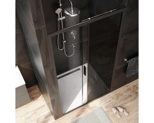 Душевая дверь AM.PM Gem 110 W90G-110-1-195BG профиль Черный матовый стекло тонированное-прозрачное