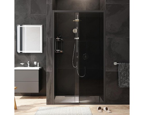 Душевая дверь AM.PM Gem 110 W90G-110-1-195BG профиль Черный матовый стекло тонированное-прозрачное