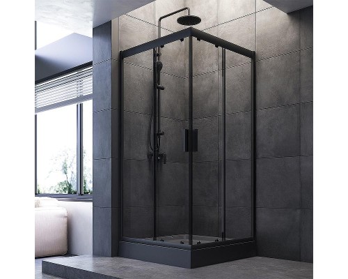 Душевой уголок AM.PM Gem 90х90 W90G-403-090BT профиль Черный матовый стекло прозрачное