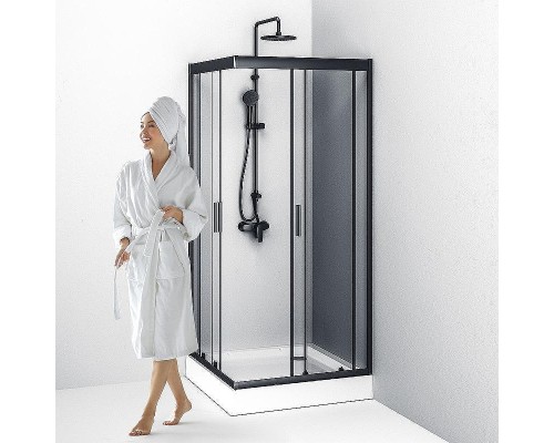 Душевой уголок AM.PM Gem 90х90 W90G-403-090BT профиль Черный матовый стекло прозрачное