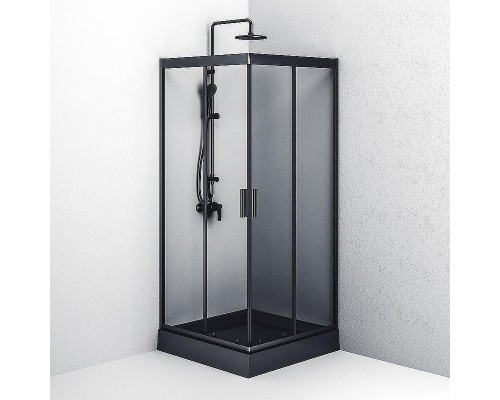 Душевой уголок AM.PM Gem 90х90 W90G-403-090BT профиль Черный матовый стекло прозрачное