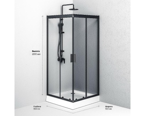 Душевой уголок AM.PM Gem 90х90 W90G-403-090BT профиль Черный матовый стекло прозрачное