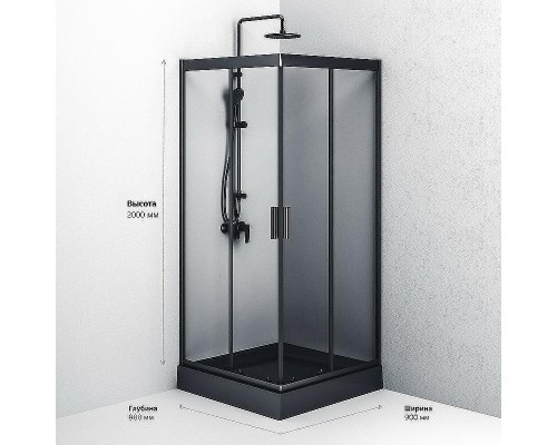 Душевой уголок AM.PM Gem 90х90 W90G-403-090BT профиль Черный матовый стекло прозрачное