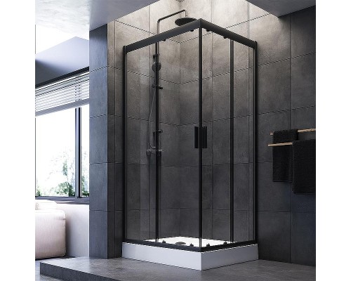 Душевой уголок AM.PM Gem 100х80 W90G-404-100280-BT профиль Черный матовый стекло прозрачное