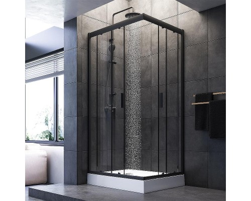 Душевой уголок AM.PM Gem 100х80 W90G-404-100280-BT профиль Черный матовый стекло прозрачное