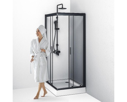 Душевой уголок AM.PM Gem 100х80 W90G-404-100280-BT профиль Черный матовый стекло прозрачное