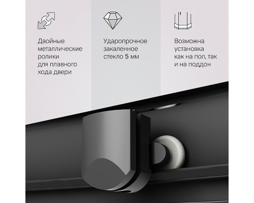 Душевой уголок AM.PM Gem 80х80 W90G-401-080BT профиль Черный матовый стекло прозрачное
