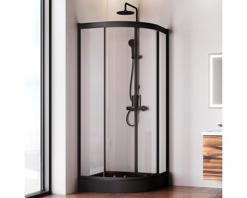Душевой уголок AM.PM Gem 90х90 W90G-401-090BT профиль Черный матовый стекло прозрачное
