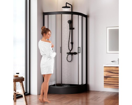 Душевой уголок AM.PM Gem 90х90 W90G-401-090BT профиль Черный матовый стекло прозрачное