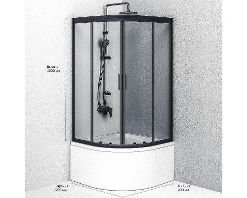 Душевой уголок AM.PM Gem 90х90 W90G-401A090BT профиль Черный матовый стекло прозрачное