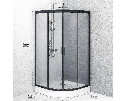 Душевой уголок AM.PM Gem 100х100 W90G-401-100BT профиль Черный матовый стекло прозрачное