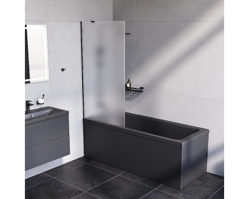 Шторка на ванну AM.PM Gem 80 W90BS-080-140BM профиль Черный матовый стекло матовое