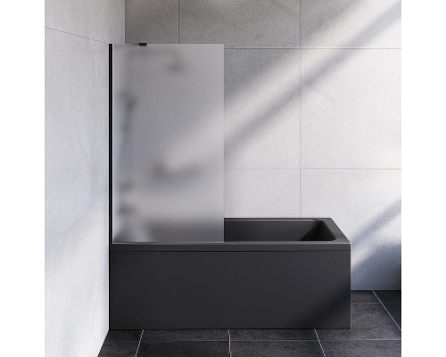 Шторка на ванну AM.PM Gem 80 W90BS-080-140BM профиль Черный матовый стекло матовое