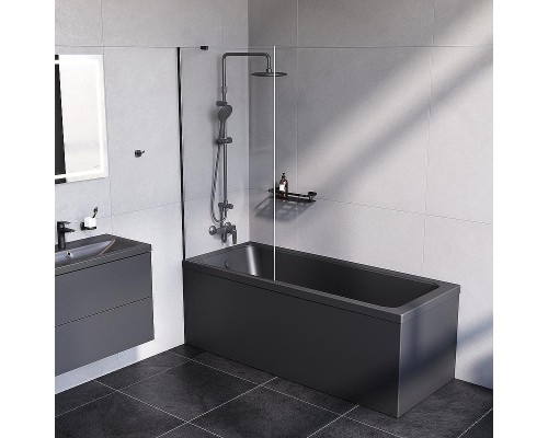 Шторка на ванну AM.PM Gem 80 W90BS-080-140BT профиль Черный матовый стекло прозрачное