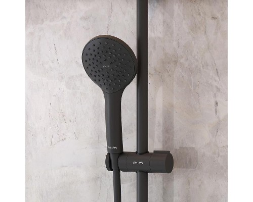 Комплект душевого уголка с душевой системой и аксессуарами AM.PM Gem 80x80 WK90EM профиль Черный матовый стекло прозрачное